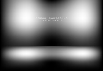 Stylish black gradient studio showcase room background with dark and light on wall texture abstract, empty space, can use for display your products. illustration Vector EPS 10