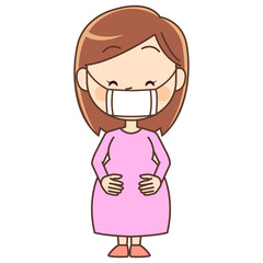 マスクをして笑う妊婦