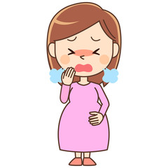 咳き込む妊婦