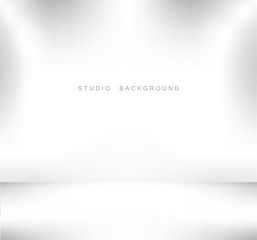 Empty gallery wall with lights for images and advertisement. Studio showcase room background, empty space, can use for display your products. illustration Vector EPS 10