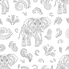 Obraz premium Vector seamless pattern of elephant. Decoration print for wrapping, wallpaper, fabric, textile. 