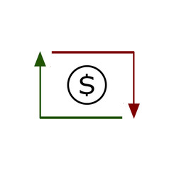 Money Turnover or revenue icon. Vector illustration style is flat iconic symbol, orange color, transparent background. Designed for web and software interfaces.