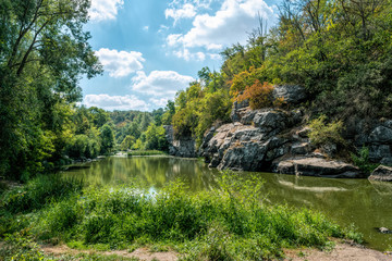 Obraz premium Autumn nature. Mountain Tikich river and canyon