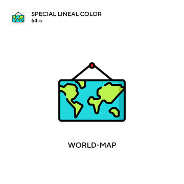 World-map Special lineal color icon. Illustration symbol design template for web mobile UI element. Perfect color modern pictogram on editable stroke.