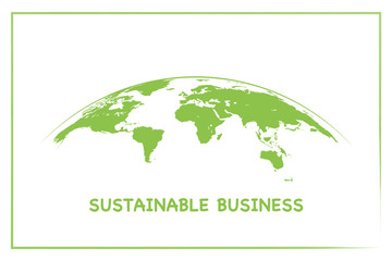 Sustainable development business with green earth, vector graphic illustration