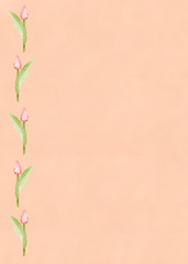 Tulips frame on blush pink background 