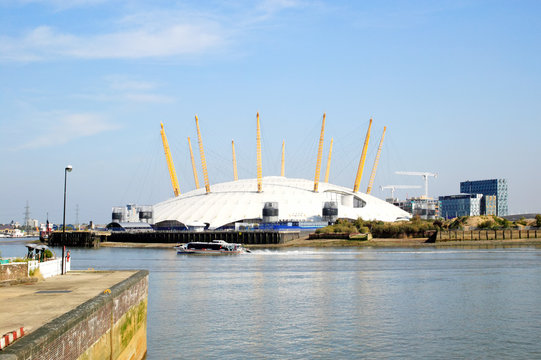 London, UK, Sep 27, 2009 : The Millennium Dome on the River Thames known as the O2 Concert Hall theatre popular for it's live music acts stock photo image