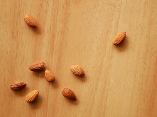 Almonds isolated on background, nut beans