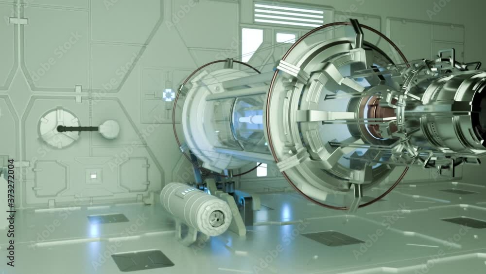 Poster generic futuristic science fiction motion background. inside of a hi-tech laboratory or space ship.