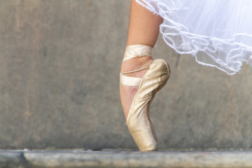 ballerina's foot on tiptoe during a performance