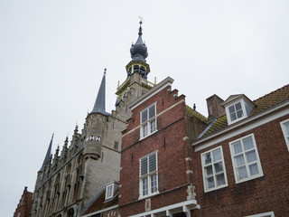 Traditional Historic Dutch Buildings in Veere, Zeeland, Netherlands