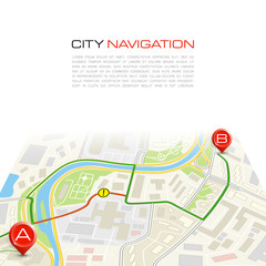 City map navigation route, itinerary point markers design background, drawing schema, simple city plan GPS navigation, itinerary destination arrow paper city map. Route delivery check point graphic