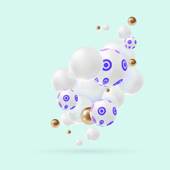 3D decorative balloons on isolated white background vector banner