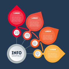 Infographic of technology or education process with four steps. Brochure design template. Business presentation concept with 4 options.