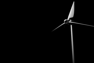 Wind turbine on a black background