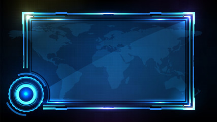 abstract futuristic background of blue glowing technology sci fi frame hud ui