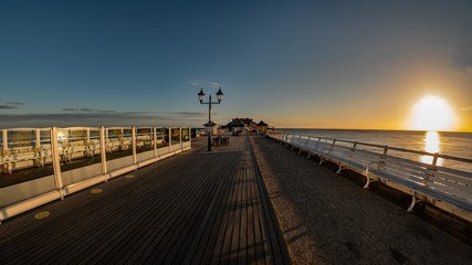 Fisheye view captured on Cromer pier at sunrise