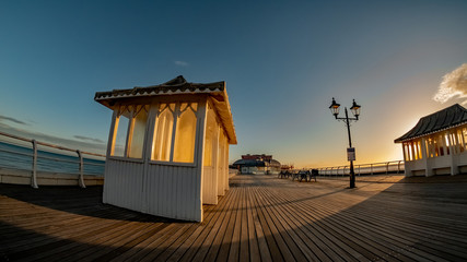 Fisheye view captured on the wooden boardwalk of Cromer Pier