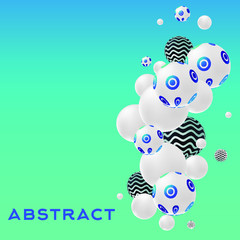 abstract decorative 3D balloons on a green background vector illustration