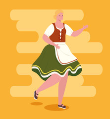 woman german in national dress, female in traditional bavarian costume vector illustration design