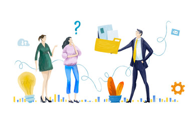 Coworking office, business meeting, planning, Business people talking and working in office. Start up, creative environment, young professional people working together, management and administration c