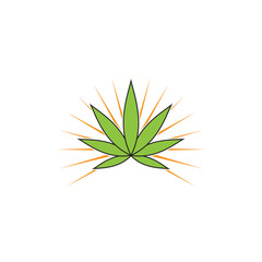 Naklejka na ściany i meble Cannabis marijuana hemp leaf logo