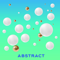 3D balls white and gold on a colored background vector illustration