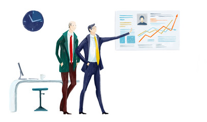 Finance graph of economics. Statistic and sales team for financial management concept. Financial services, advisory, banking, management and administration idea. Economic infographic illustration.
