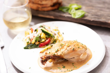 Roasted Chicken with Grilled Zucchini Salad