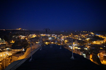 The great tourist place Cappadocia - at night time with beautiful light. Cappadocia is known around the world as one of the best places with mountains. Goreme, Cappadocia, Turkey