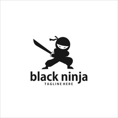 ninja logo design template silhouette vector © novitasary