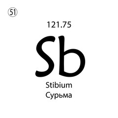 Fototapeta premium Stibium chemical element. The inscription in Russian and English is Stibium. vector illustrator eps ten