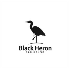 black crane stork heron egret bird silhouette vector logo icon