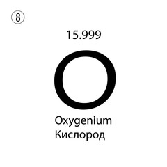 Oxygenium chemical element. The inscription in Russian and English is Oxygenium. vector illustrator eps ten