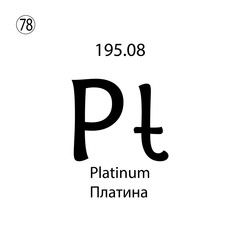 Platinum chemical element. The inscription in Russian and English is Platinum. vector illustrator eps ten