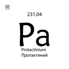Protactinium chemical element. The inscription in Russian and English is Protactinium. vector illustrator eps ten