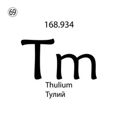 Thulium chemical element. The inscription in Russian and English is Thulium. vector illustrator eps ten