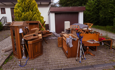 Bulky waste in front of a house in Baden Baden. Baden-Württemberg, Germany