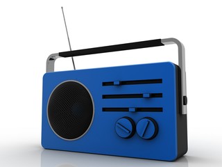 3d illustration Vintage blue radio receiver