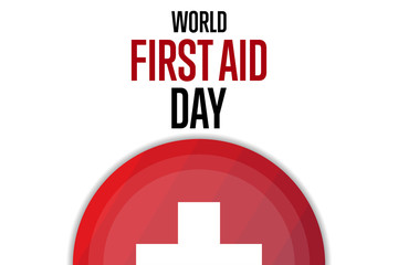 World First Aid Day. Holiday concept. Template for background, banner, card, poster with text inscription. Vector EPS10 illustration.