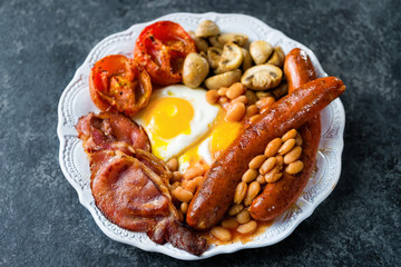 plate of rustic full english breakfast