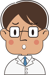 困った顔の白衣の男性