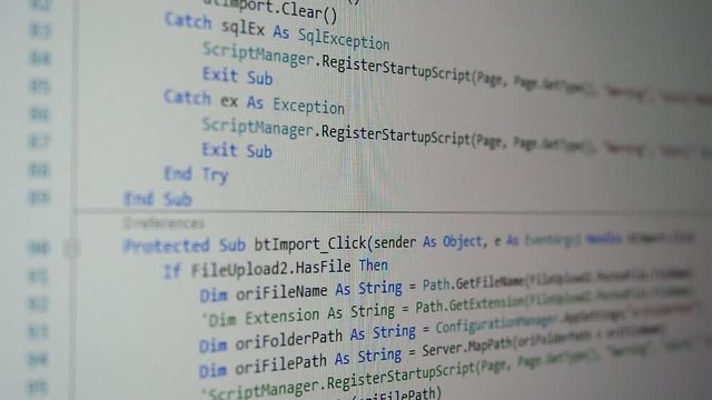 Web, application and software developement. Programming code on a monitor.