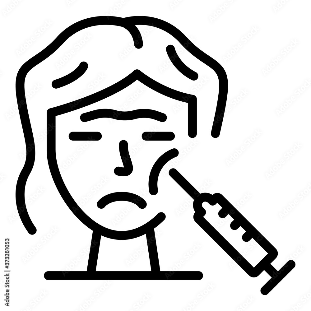 Poster wrinkles face injection icon. outline wrinkles face injection vector icon for web design isolated on