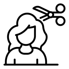 Woman cut hair icon. Outline woman cut hair vector icon for web design isolated on white background