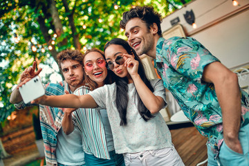 Friends having fun outdoors