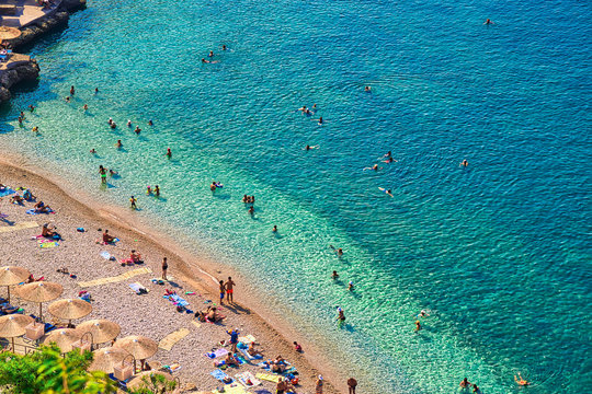 Arvanitia beach from high view, Nafplio, Greece