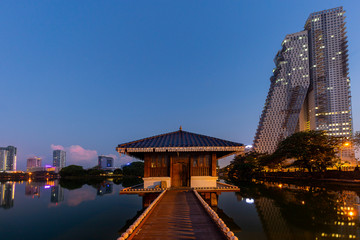Skyline of Colombo and Seema Malaka Temple, Sri Lanka