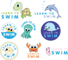 learn to swim graphic design logo, icons or symbols