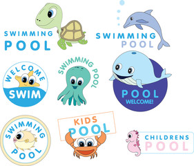 swimming pool cartton characters
